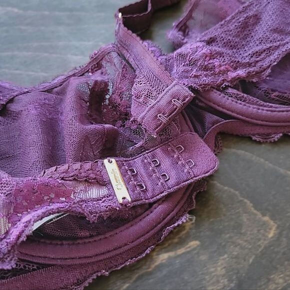 Chantelle Opéra fig/blackberry Stretch Lace Demi Bra 38B - Picture 13 of 16